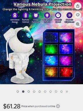 Astronaut Nebula Projector Night Light - White